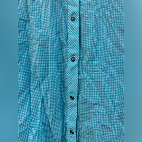 Vintage Western Shirt Cowgirl Southwestern Aqua Orange Country Top Festival - Picture 7 of 17